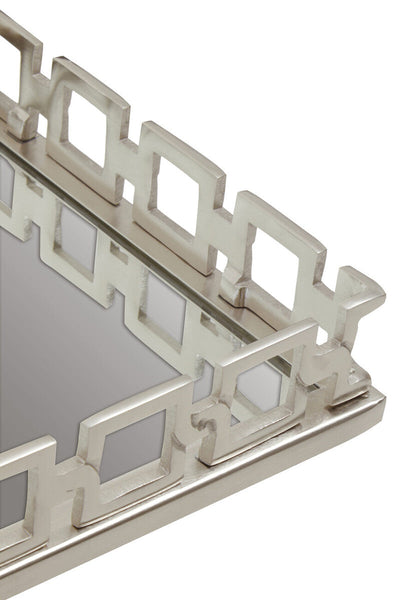 Square Nickel Finish Mirror Tray | Rhoda