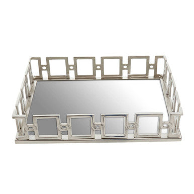 Rectangle Nickel Finish Mirror Tray | Rhoda