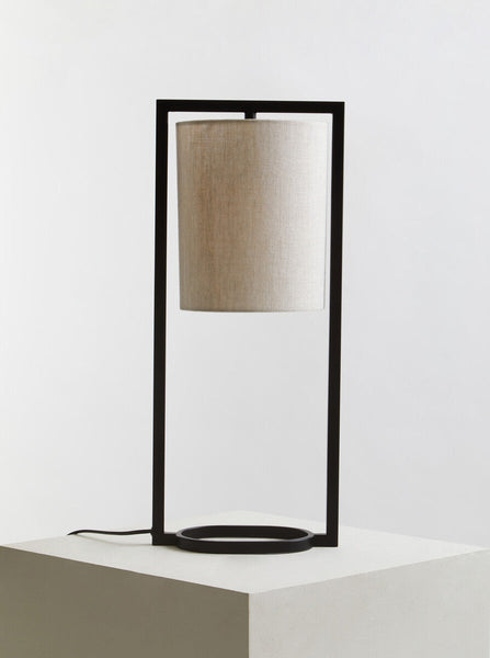 Black Metal Table Lamp with Grey Shade | Lara