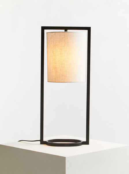 Black Metal Table Lamp with Grey Shade | Lara