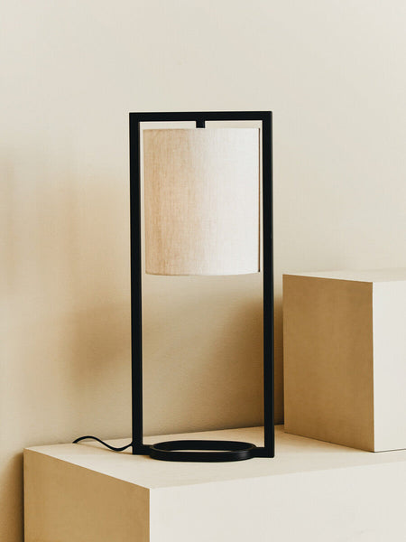 Black Metal Table Lamp with Grey Shade | Lara
