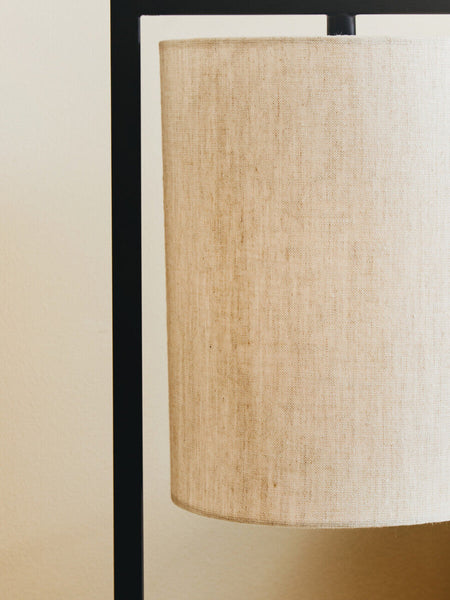 Black Metal Table Lamp with Grey Shade | Lara