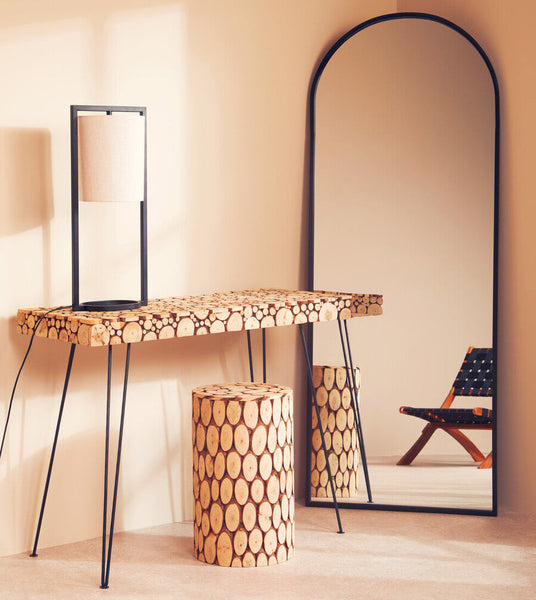 Black Metal Table Lamp with Grey Shade | Lara