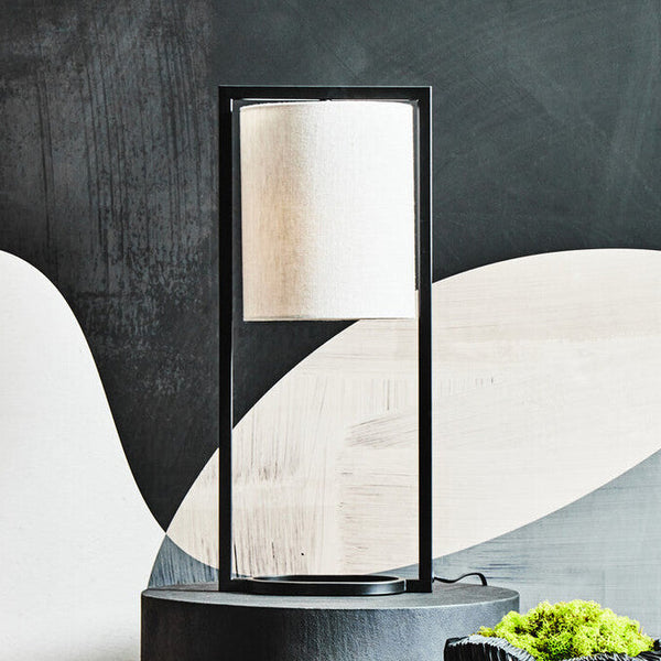 Black Metal Table Lamp with Grey Shade | Lara