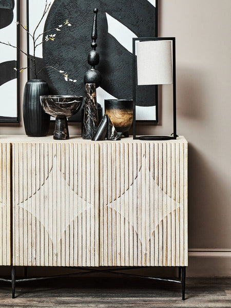 Black Metal Table Lamp with Grey Shade | Lara