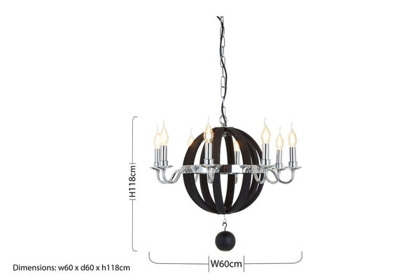 Black 8 Bulb Orb Chandelier | Kensington Townhouse