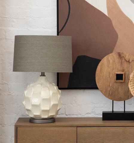 Table Lamp with Grey and Brown Shade | Usha