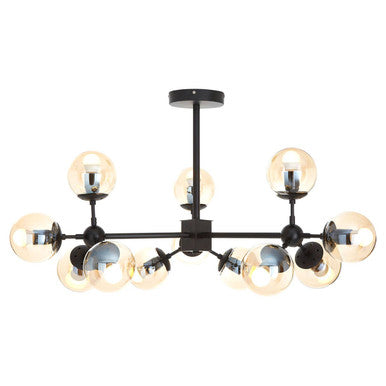 Abira Matte Black 12 Arm Pendant Light