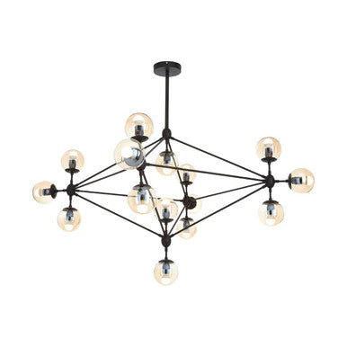 Abira Matte Black 15 Arm Pendant Light