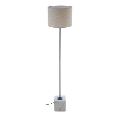Natural Linen Shade with White Marble Base Floor Lamp | Murdoch