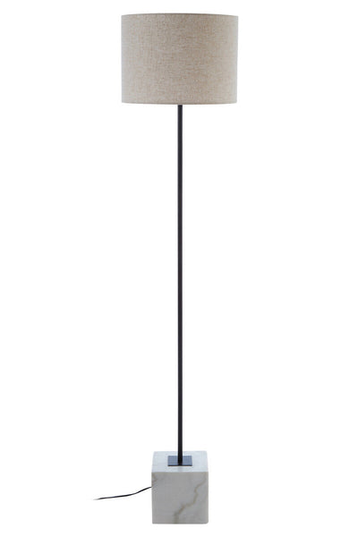 Natural Linen Shade with White Marble Base Floor Lamp | Murdoch
