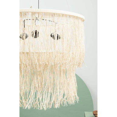 Cream Leather Ceiling Light | Hestina
