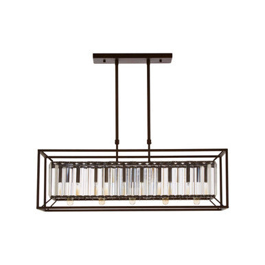 Akiko Dark Bronze Finish and Glass 5 Bulb Ceiling Light
