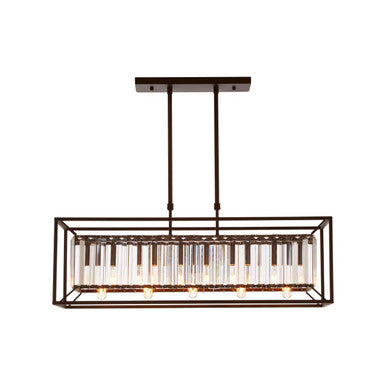 Akiko Dark Bronze Finish and Glass 5 Bulb Ceiling Light