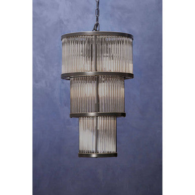 3 Tier Black Finish Glass Chandelier | Salasco