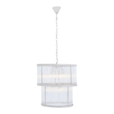 Salasco 2 Tier Nickel Finish Glass Chandelier