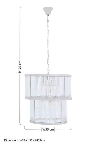 2 Tier Nickel Finish Glass Chandelier | Salasco