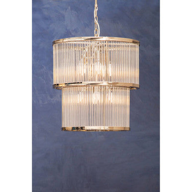 Salasco 2 Tier Nickel Finish Glass Chandelier