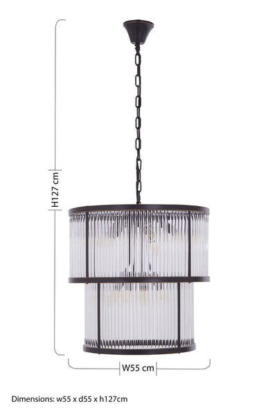 2 Tier Antique Black Glass Chandelier | Salasco