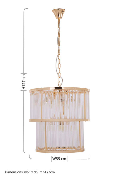 2 Tier Gold Finish Glass Chandelier | Salasco
