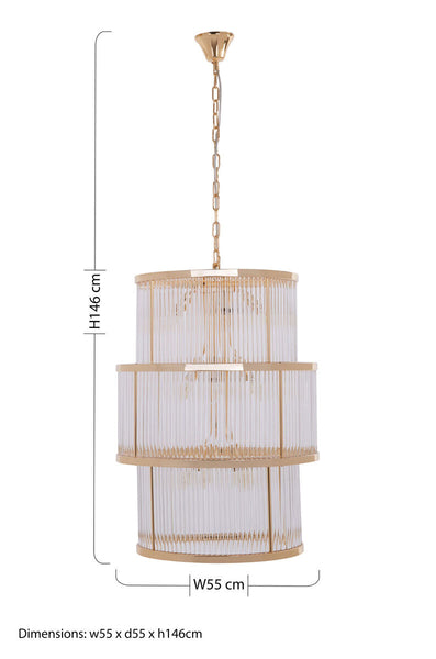 3 Tier Gold Finish Glass Chandelier | Salasco