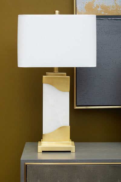 Table Lamp in White Marble and Gold | Edith