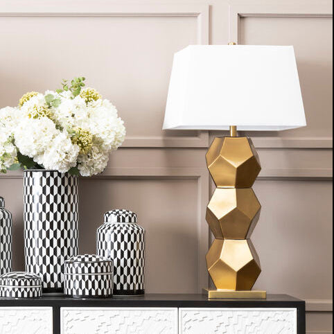Gold Glass Table Lamp with Brushed Gold Base | Eleri