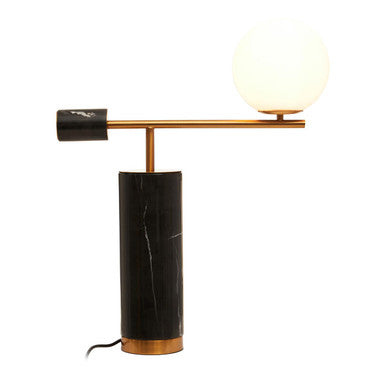 Marmo Black Marble Table Lamp With White Shade