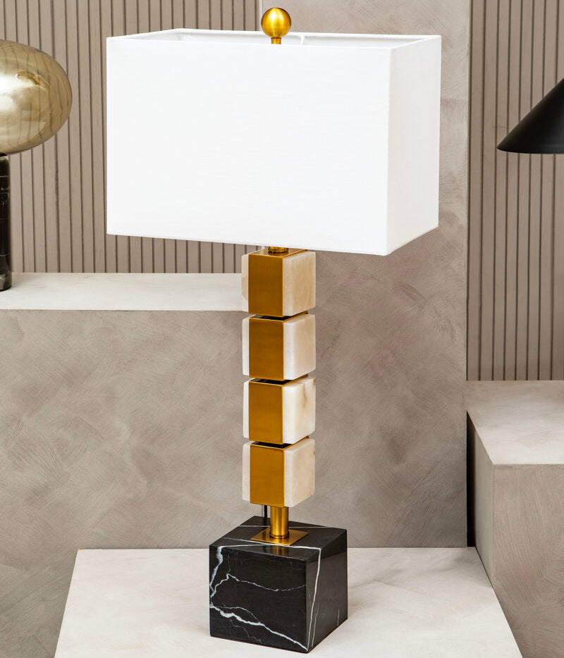White Fabric Shade Table Lamp | Marmo