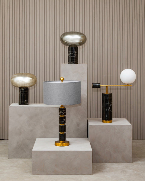 Grey Fabric Shade Table Lamp | Marmo