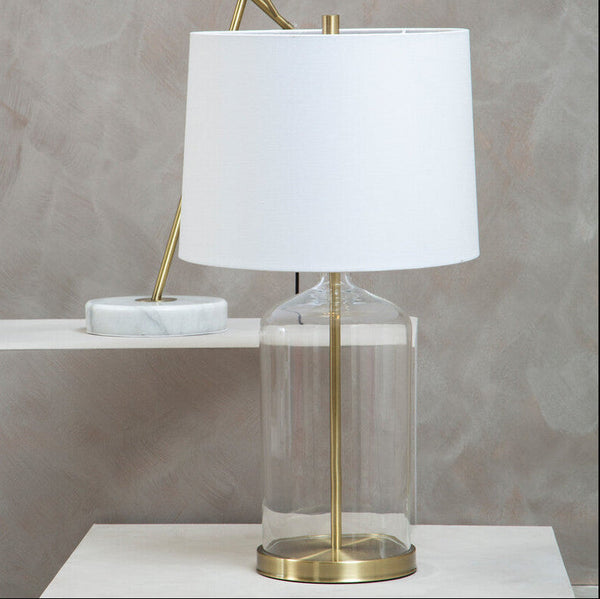 White Fabric Shade Table Lamp | Nadia