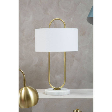 Nolan White Fabric Shade Table Lamp