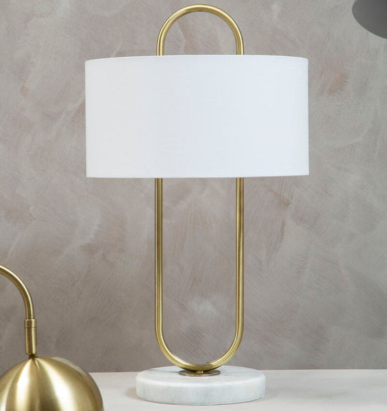 White Fabric Shade Table Lamp | Nolan