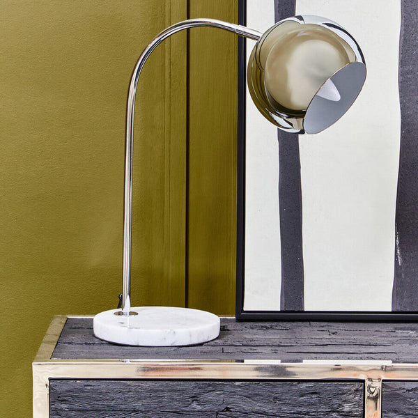 Chrome Finish Table Lamp with White Base | Karter