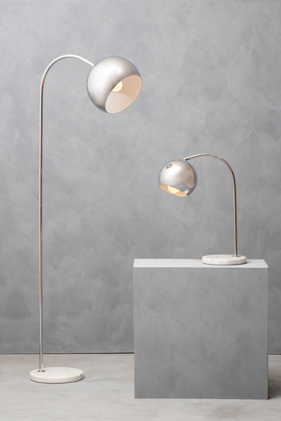 Floor Chrome Finish Lamp with White Base | Karter