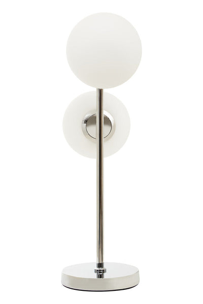 White Glass with Chrome Table Lamp | Karter