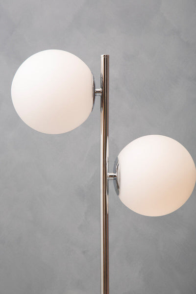 White Glass with Chrome Table Lamp | Karter