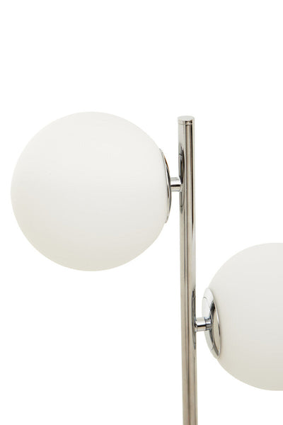 White Glass with Chrome Table Lamp | Karter