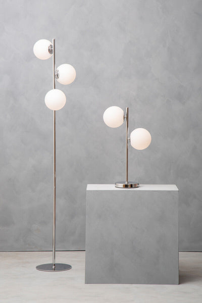 Karter Chrome Finish And White Glass Floor Lamp