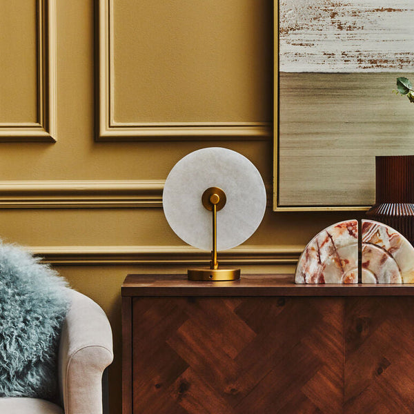 White Marble and Gold Finish Table Lamp | Waldorf