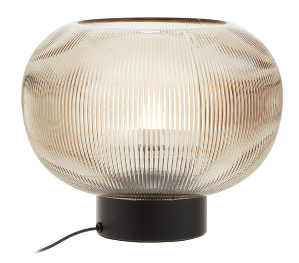 Large Ribbed Smoked Glass Table Lamp | Enola