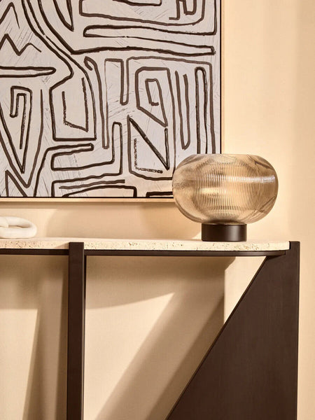 Large Ribbed Smoked Glass Table Lamp | Enola