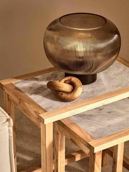 Large Ribbed Smoked Glass Table Lamp | Enola