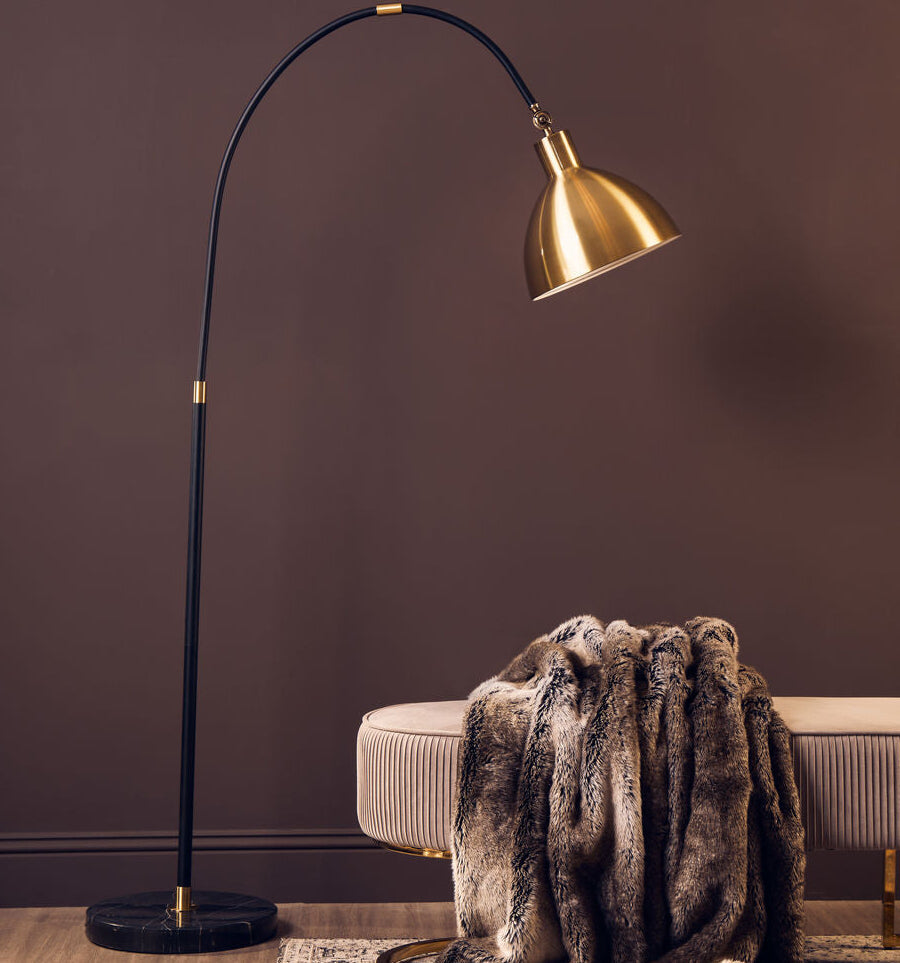Gold Finish Metal Shade Floor Lamp | Newton