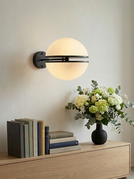 Matt Black Ball Wall Light | Abira