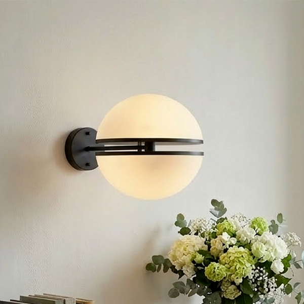 Matt Black Ball Wall Light | Abira