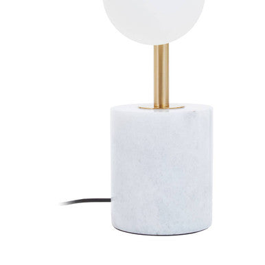 Abira White Marble 5 Bulb Table Lamp with Brushed Brass Finish