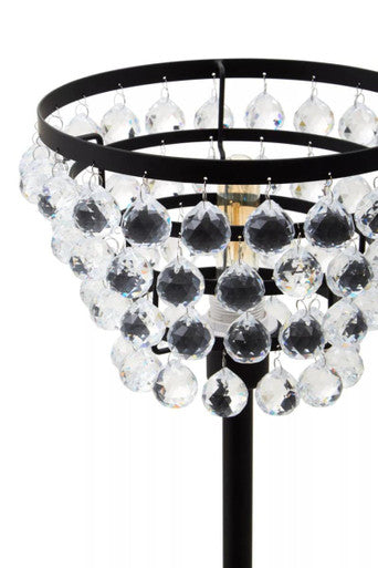 Hutchinson Clear Crystal Table Lamp with Black Metal