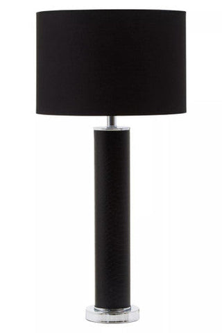 Hanah Black Snake Leather Effect Table Lamp with Chrome Base