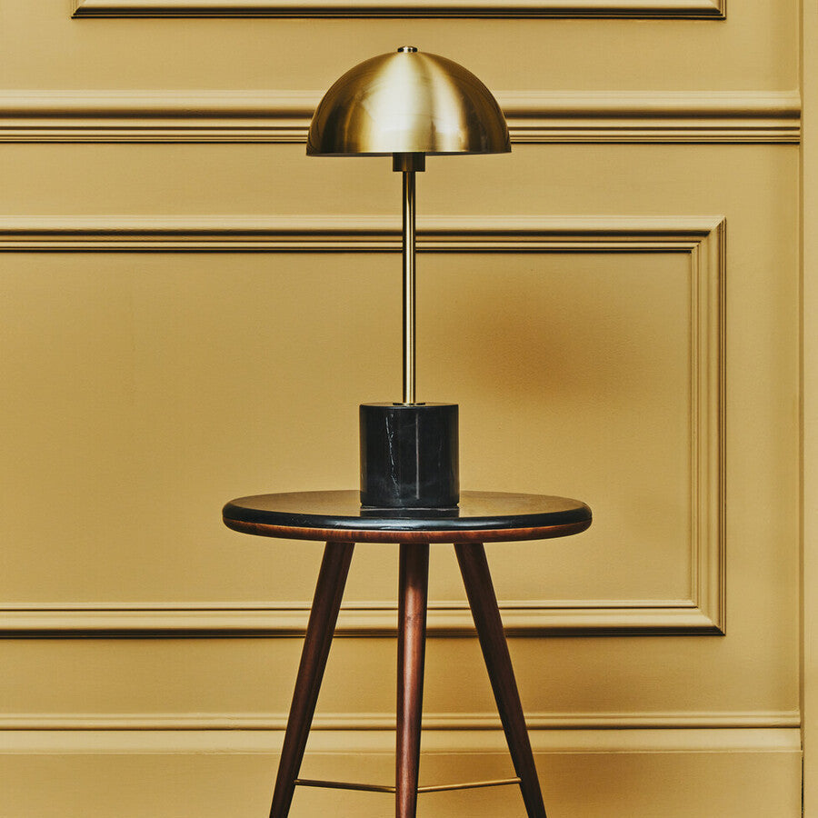 Brushed Brass Table Lamp with Black Marble Base | Murdoch